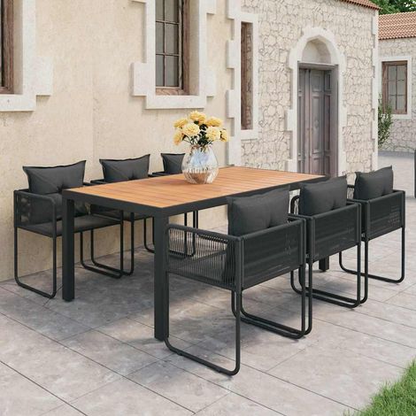 Ensemble à Manger de jardin 7 pcs-Salon de jardin PVC résine tressée noir marron 199115 (1/5)