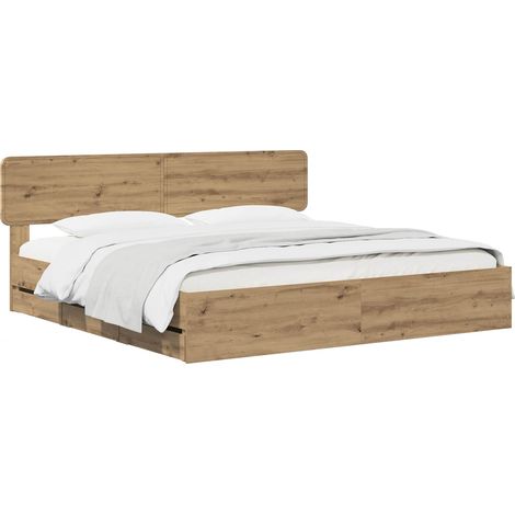 vidaXL Bed Frame with Storage and Headboard Artisan Oak 180 x 200 cm (1/5)