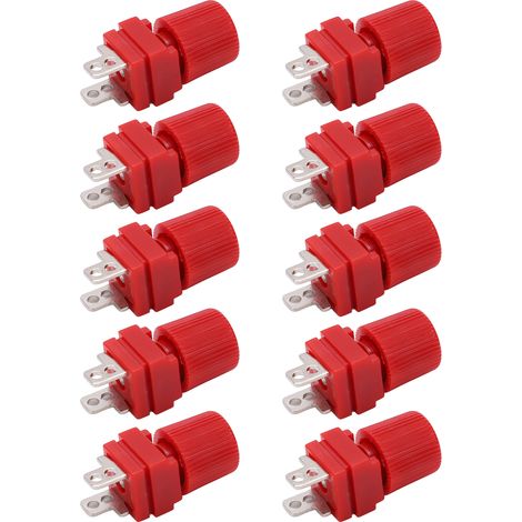 Lot de 10 bornes d'alimentation 300 à 500 W en cuivre pur pour onduleur, diamètre 13 mm, connecteur M4, rouge (1/5)