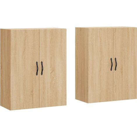 Juego de 2 armarios de pared de madera de ingeniería 69,5 x 34 x 90 cm diseño moderno acabado roble Sonoma 020055395 (1/5)