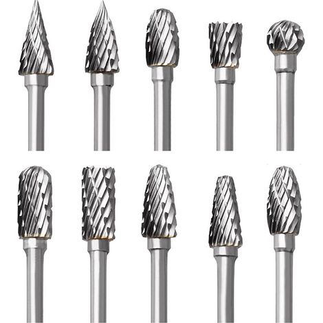 Hartmetall Frässtifte Set für Dremel, 10 Stück Holz Metall Fräser mit 1/8" Schaft für DIY-Holzbearbeitung, Schnitzen, Gravieren, Bohren, Metallbearbeitung (1/5)