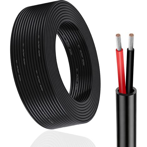Câble Rond 2 Fils, 2 x 0,75 mm², 5M, Câble électrique Rouge/Noir, 12V/24V fil de cuivre étamé pour Le câblage des Feux arrière de remorque, L'automobile fil electrique, Equipement de Bateau (1/5)
