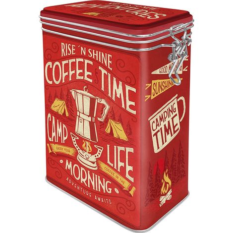 Nostalgic-Art Contenitori da caffè retrò, Camp Coffee Time – Idea Regalo per Amanti del Campeggio, con Coperchio Salva Aroma, Design Vintage, 1,3 l (1/4)