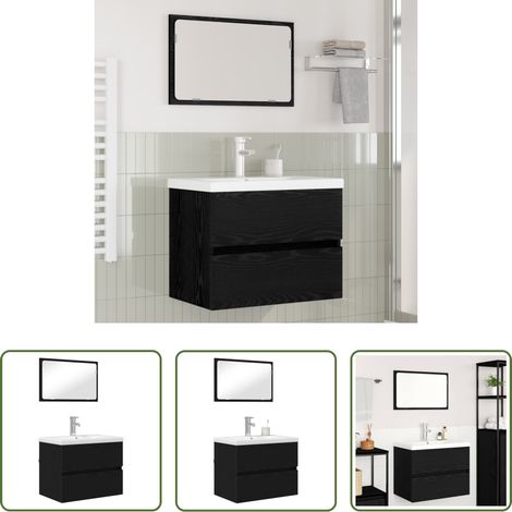 vidaXL Meuble mural salle de bain -  Ensemble de mobilier de salle de bain 3 pcs Chêne noir (1/5)