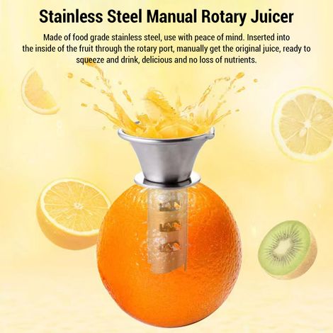 Presse-agrumes manuel Acier inoxydable 3 pièces Extracteur de jus portable Design spiralé pour citron orange pamplemousse