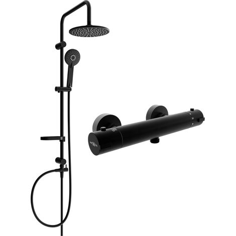 Mexen Carl set doccia esterno con soffione e miscelatore termostatico Kai, nero - 77100240-70 (1/3)