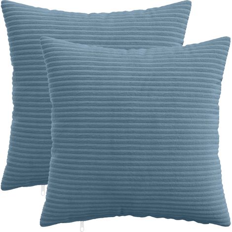 Cushion Cover 2 pcs HEERLEN Blue 30 x 30 cm Corduroy vidaXL (1/5)
