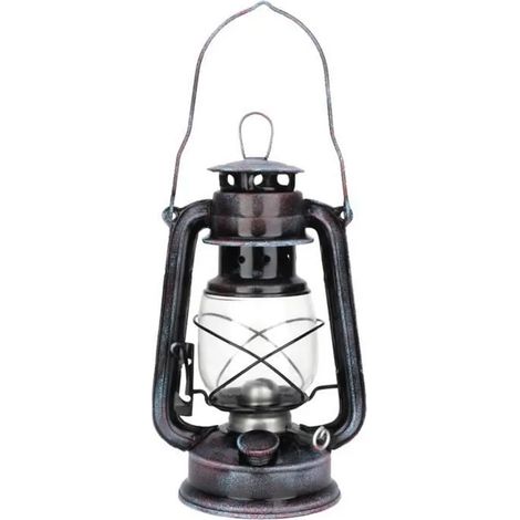 Lampe à pétrole - 24cm - Métal robuste - Style vintage - Haute luminosité (1/4)