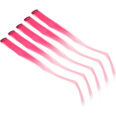 10 pièces Mèches de Cheveux Clip Longues Dégradées pour Déguisement Fêtes Rouge Rose (1/5)