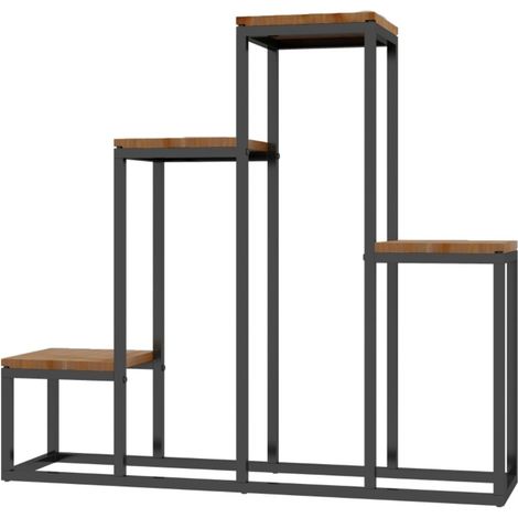 Serre de Jardin Support Plantes Etagere 4 Niveaux Echelle Fleurs pour Balcon Terrasse en Bois Pin Traite Stable Brun Clair 80x20x74cm (1/5)