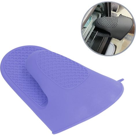 Set mit 2 Mini-Ofenhandschuhen aus dickem, hitzebeständigem Silikon, lila (1/5)