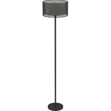 Schwarze Stehlampe aus Metall mit Stoffschirm E27, 152,5 cm (1/5)