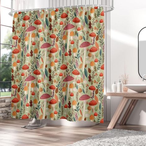 William Morris – Rideau de douche abstrait, motif floral vintage, fleurs sauvages colorées printanières, herbes vertes, plantes, nature, 180 x 180 cm (1/4)