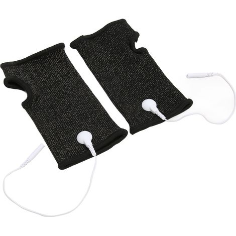 Lot de 2 bracelets conducteurs anti-douleur, fibre d'argent élastique, noir, pour arthrite et engourdissements, réduit gonflements (1/5)