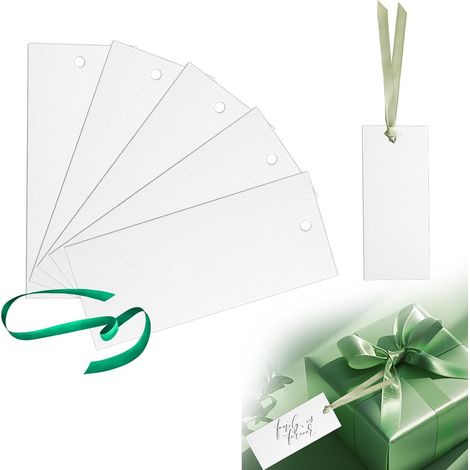 Lot de 50 cartes de table de mariage vierges avec ruban vert sauge, de bonne taille, simples, fraîches et personnalisées, idéales pour les fiançailles, les mariages et autres événements (1/5)