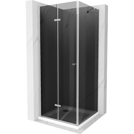 Mexen Lima cabine de douche pliante 80 x 80 cm, graphite, chrome + receveur Plat, blanc - 856-080-080-01-40-4010 (1/5)