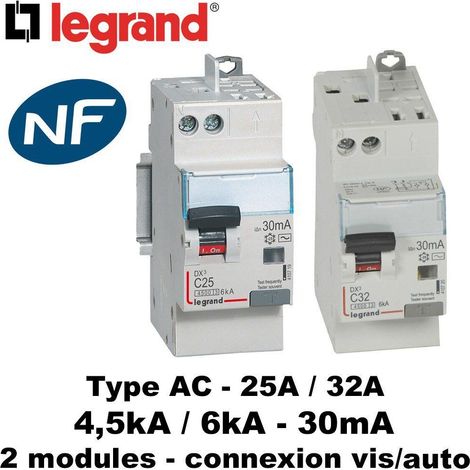Disjoncteur différentiel Phase Neutre - 4,5kA - 30mA - Type AC - 25A ou 32A - type de disjoncteur diff - Disjoncteurs diff. 1P+N - 4,5kA - type AC - 25A