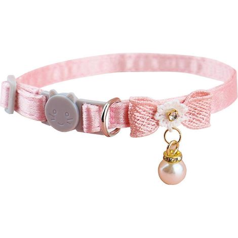 Pet Collar Adjustable Soft Wearable Cute Fashionable Cat Bow Tie Collar for Daily Walking Party Pearl Pendant Bow Width 1cm / 0.4in, Length 2030cm / 7 (1/5)