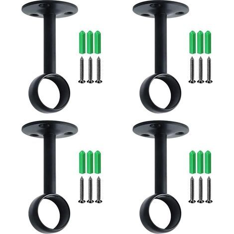 GENERIC-supports de tringle à rideaux, supports de tringle à rideaux en acier inoxydable, avec 8 vis et 8 vis d'expansion, supports de tringle à fixation au plafond (1/5)