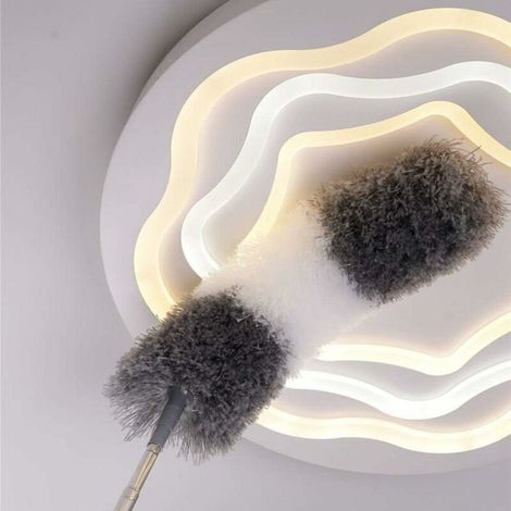 Kit de dépoussiérage haute portée, comprend un plumeau en microfibre pliable, une brosse de nettoyage amovible et un manche d'extension en acier inoxydable de 76 à 254 cm, pour ventilateur de plafond (1/4)