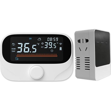 Thermostat sans fil pour chaudière avec prise, modèle WITH3, lentille noire, précision 0.1°C, WiFi et contrôle vocal (1/5)