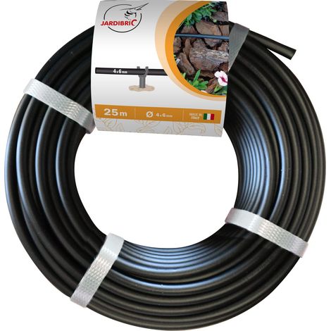 Tuyau Micro Conduit Jardibric Ø 4 x 6 mm 1,6 Bars 25m Débit de 60L/h à 1,2 Bars de Pression