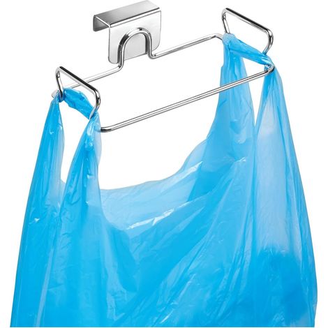 Distributeur de sacs poubelles, petit organisateur de porte en métal, argent (1/5)