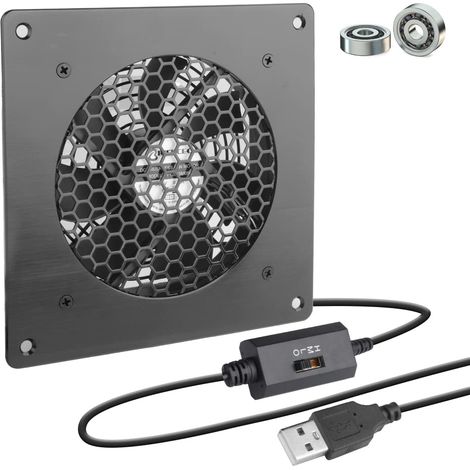 120mm USB Panel Fan Silent Cooling System with Speed Control Dual Ball Bearing for Indoor, Cabinet, Home Cinema (120mm, 1 Panel with Control) (1/5)