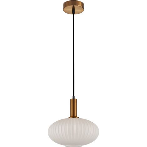 Lampada a sospensione DELLA oro vetro bianco E27 Italux (1/2)