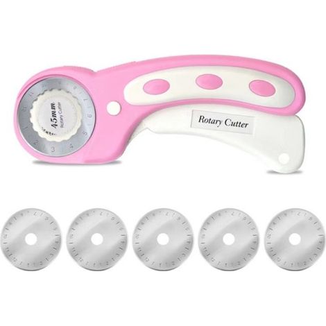 Ecleanfy - Cutter Rotatif Couture 45mm, Kit de Couteau Roulette Couture avec 5 Lame de Rechange et Découpe Précise Mécanisme de Protectio (1/5)