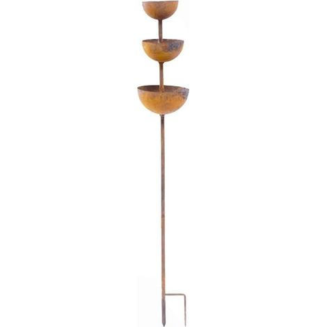 Mangeoire à oiseaux robuste à suspendre avec 3 bols – Récupérateur d'eau de pluie en métal résistant aux intempéries pour oiseaux de jardin, abeilles, papillons – Décoration extérieure 67 cm (1/5)