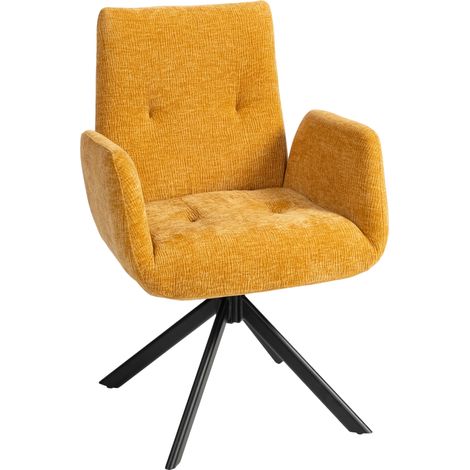 Fauteuil rembourré, fauteuil d'appoint, design moderne, pivotant, jusqu'à 120 kg, jaune (1/5)