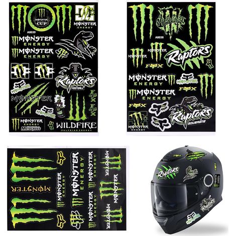 Set di 3 adesivi per moto, marchio Monster Claw, piccoli dettagli per auto sportive da corsa, 50 design di adesivi personalizzati per moto. (1/5)