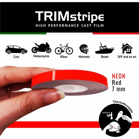 Trim Stripe Strisce Adesive per Auto, Fluo Rosso - Dimensione: 7 MM X 10 MT