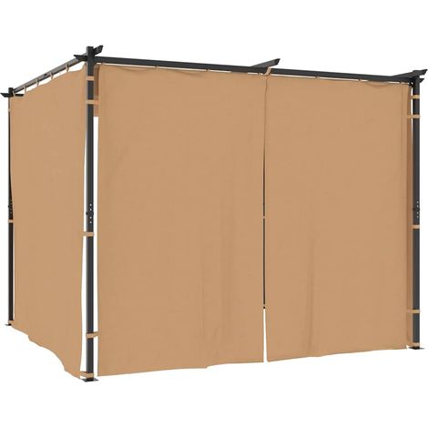 Maison Exclusive - Gazebo con Tende 3x3 cm Grigio Talpa in Acciaio (1/5)