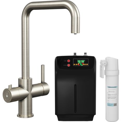 3 in 1 Instant Hot Water Kitchen Sink Tap, Tank and Filter - Brushed Steel - Balterley (1/5)