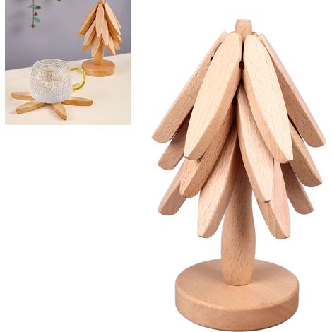 Dessous de plat Arbre à argent, tapis isolant thermique en bois de hêtre massif, set de table créatif japonais, dessous de plat anti-brûlure et résistant aux hautes températures, ornement de dessous d