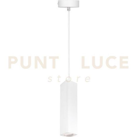 GSO100 SOSPENSIONE SINGOLA QUADRATA IN ALLUMINIO 6X6CM 1 LUCE ATTACCO GU10 BIANCO SATINATO