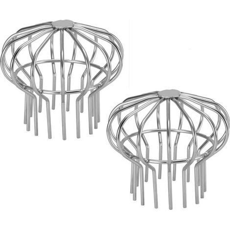 Recolector de hojas,2 piezas,Protector de bajante,Acero inoxidable,Evita que las hojas se acumulen en las canaletas,12,5 × 6 × 12,5 cm,Plateado (1/5)