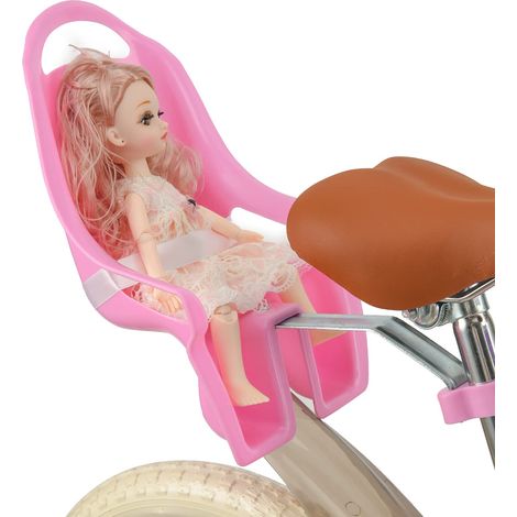 Siège de vélo pour poupée avec chaise intégrée, compatible avec les vélos de 12 à 20 pouces, accessoires de vélo pour poupées, rose