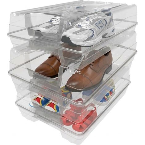 3 Scatole storage porta scarpe maglie calzini intimo chiuse antipolvere Multiuso Sovrapponibile in Plastica 9L Contenitore Salvaspazio Trasparente Calzature Armadio Hobby Casa e Organizzazione (1/5)