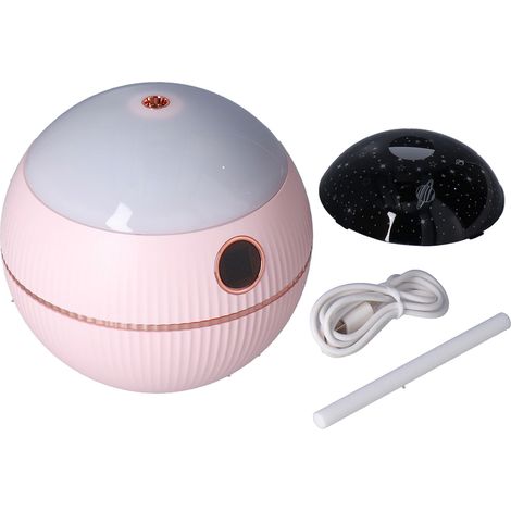 550 ml Kugel-Luftbefeuchter, Mini-Luftbefeuchter mit Sternenprojektion, tragbar, für Zuhause, Schlafzimmer, USB-Ladefunktion, Rosa (1/5)