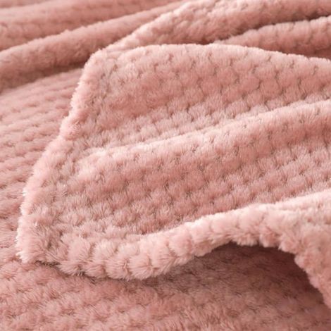 Couverture - Microfibre - 130 x 170 cm - Pour Canapé Lit ou Extérieur - Rose - 1 Pièce (1/5)