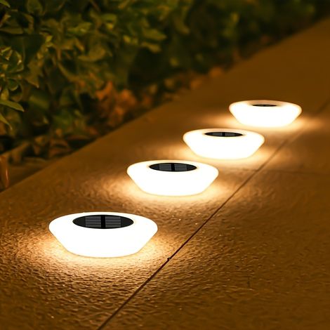 Lot de 4 lampes solaires de sol, éclairage paysager pour pelouse, luminaires décoratifs d'extérieur, IP44, lumière chaude (1/5)
