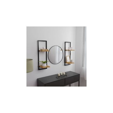 Étagères murales 2 pcs 25x25x75 Bois d'acacia et acier (1/5)