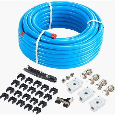 Kit tuyauterie air comprimé 30m x 19mm, HDPE-aluminium, étanche, résistant à la pression, installation facile, pour garage et atelier, bleu. (1/5)