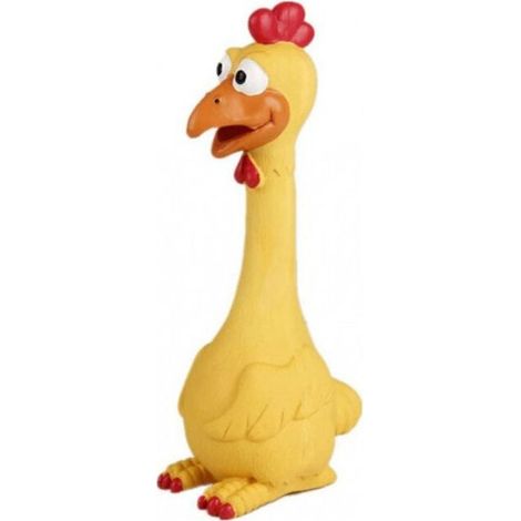 Jouet en caoutchouc en forme de poulet qui couine, pointu et couinant, durable et résistant aux morsures, adapté aux chiens pour jouer avec.