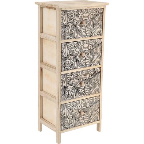 Mobile paulownia mdf pioppo 4 cassetti stampato esteban pomelli in legno - nero naturale - Tendance (1/5)