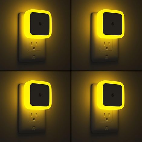 Veilleuses - Lot de 4 veilleuses murales - Veilleuses à prise jaune - Conviennent aux chambres, salles de bains et couloirs (1/5)