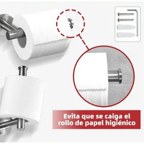 7-teiliges Badezimmer-Aufbewahrungsset aus Edelstahl 304 – Ablage für Kosmetiktücher, Papierhandtuchspender, Handtuchhalter, Haken und Rasiererhalter (1/5)